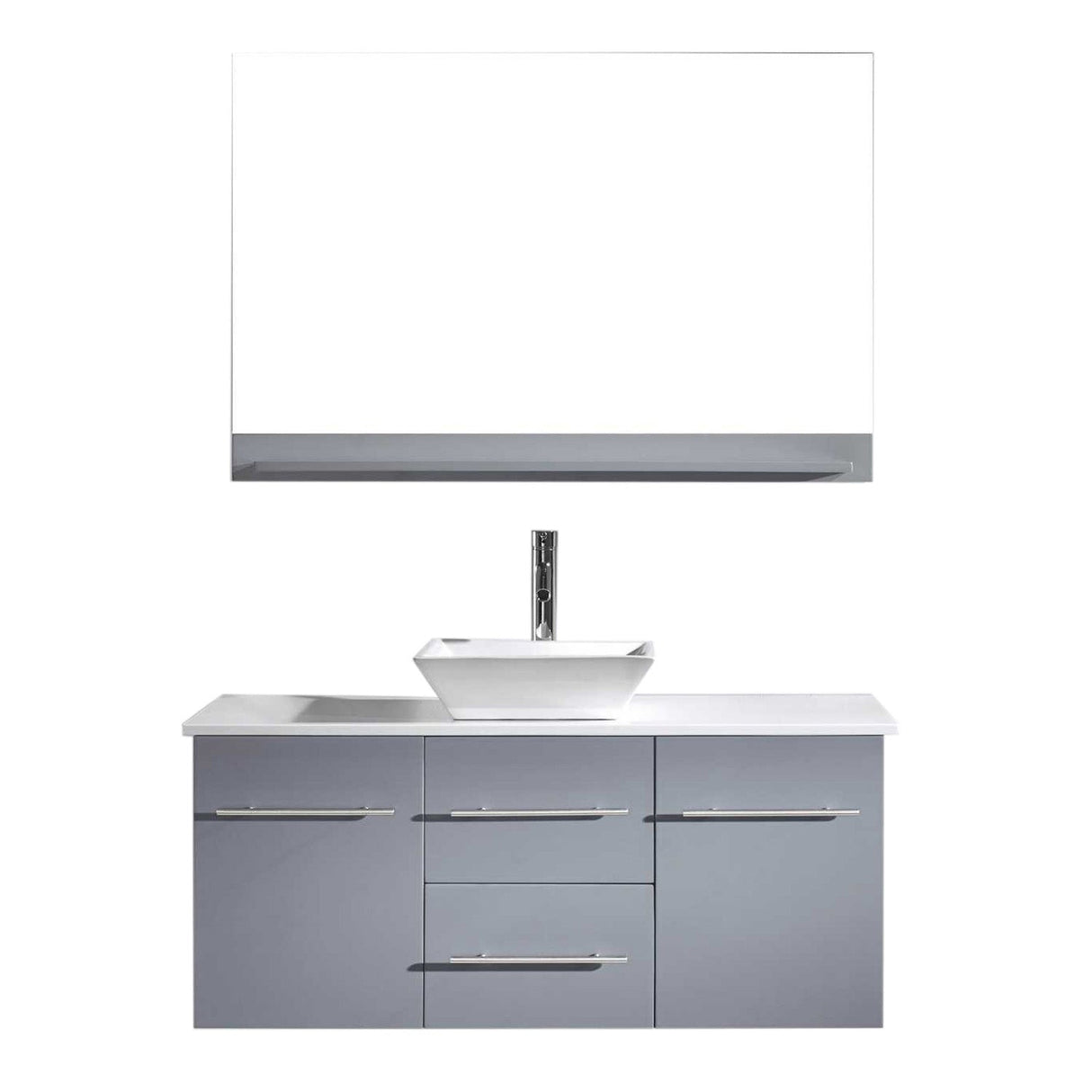 Virtu USA Marsala 48" Single Bath Vanity with White Engineered Stone Top and Square Sink with Brushed Nickel Faucet and Mirror - Luxe Bathroom Vanities Luxury Bathroom Fixtures Bathroom Furniture