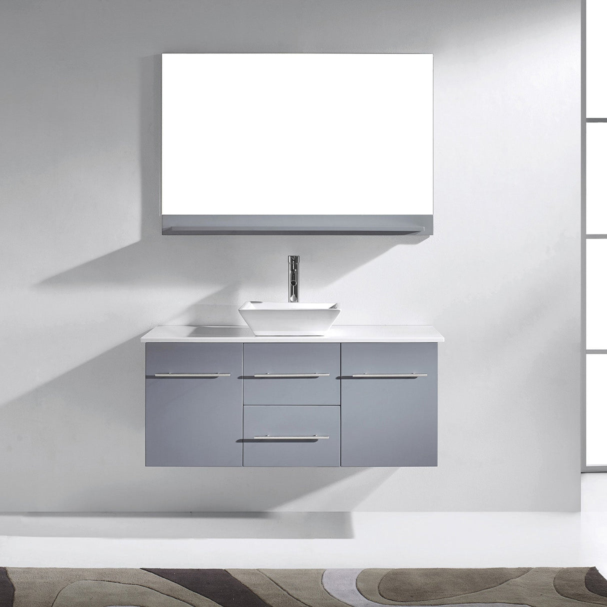 Virtu USA Marsala 48" Single Bath Vanity with White Engineered Stone Top and Square Sink with Matching Mirror