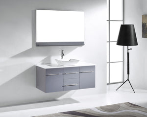 Virtu USA Marsala 48" Single Bath Vanity with White Engineered Stone Top and Square Sink with Matching Mirror