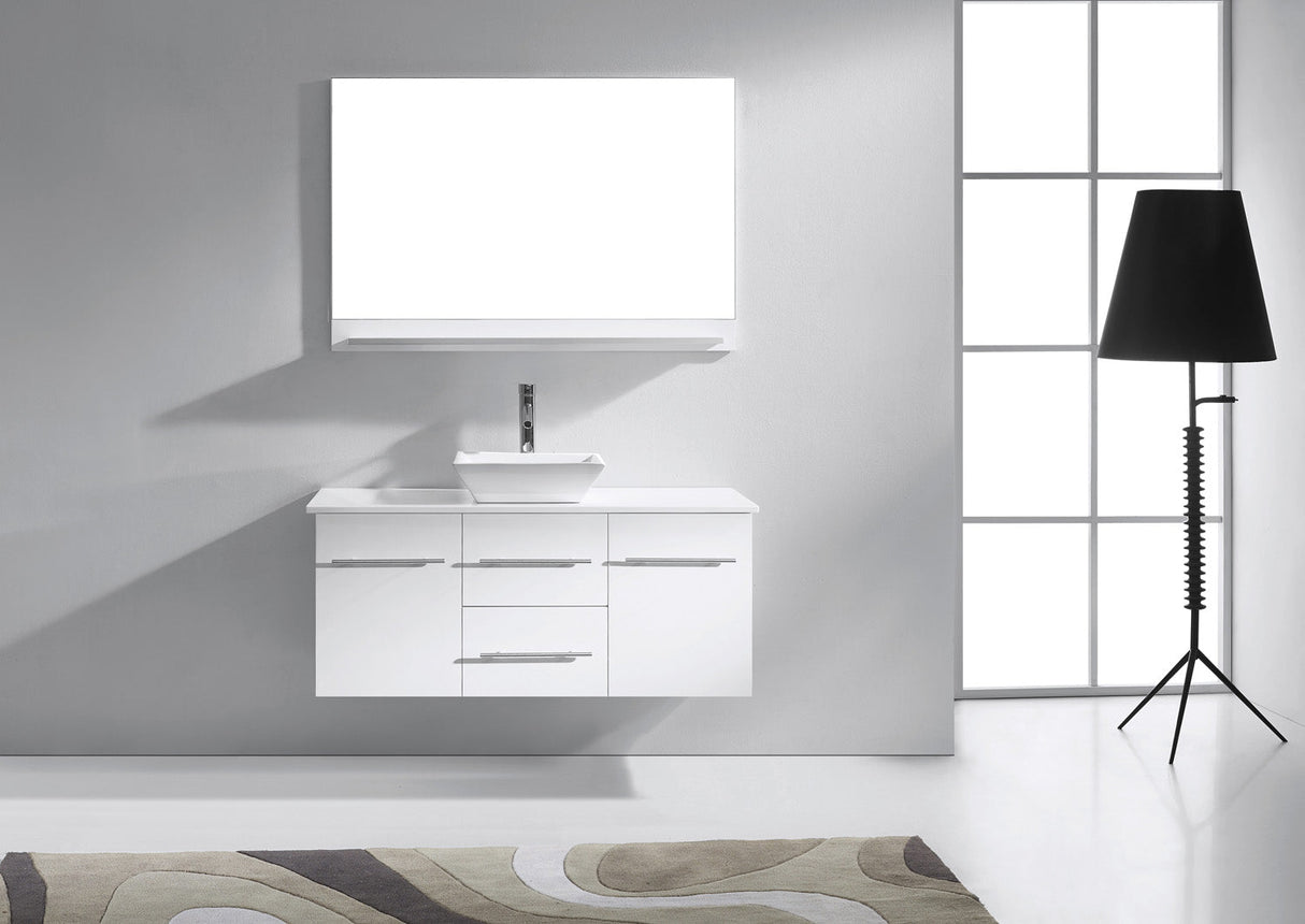 Virtu USA Marsala 48" Single Bath Vanity with White Engineered Stone Top and Square Sink with Brushed Nickel Faucet with Matching Mirror