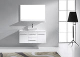 Virtu USA Marsala 48" Single Bath Vanity with White Engineered Stone Top and Square Sink with Brushed Nickel Faucet with Matching Mirror