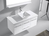 Virtu USA Marsala 48" Single Bath Vanity with White Engineered Stone Top and Square Sink with Brushed Nickel Faucet with Matching Mirror