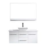 Virtu USA Marsala 48" Single Bath Vanity with White Engineered Stone Top and Square Sink with Brushed Nickel Faucet and Mirror - Luxe Bathroom Vanities Luxury Bathroom Fixtures Bathroom Furniture