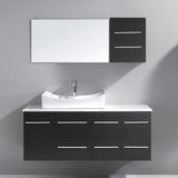 Virtu USA Ceanna 55" Single Bath Vanity with White Engineered Stone Top and Square Sink with Brushed Nickel Faucet with Matching Mirror