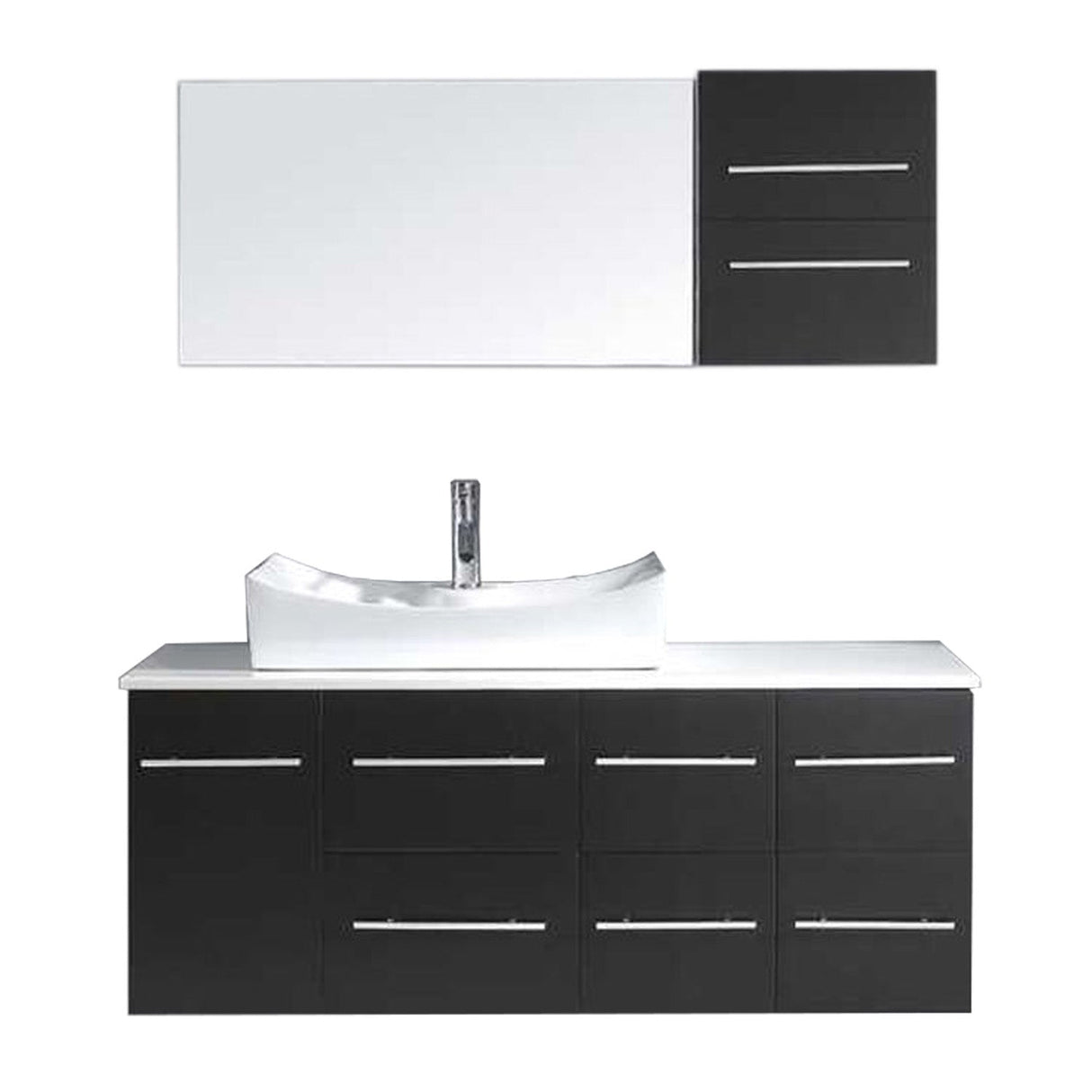 Virtu USA Ceanna 55" Single Bath Vanity with White Engineered Stone Top and Square Sink with Brushed Nickel Faucet and Mirror - Luxe Bathroom Vanities Luxury Bathroom Fixtures Bathroom Furniture