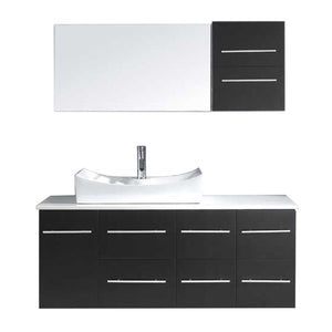 Virtu USA Ceanna 55" Single Bath Vanity with White Engineered Stone Top and Square Sink with Matching Mirror