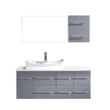 Virtu USA Ceanna 55" Single Bath Vanity with White Engineered Stone Top and Square Sink with Brushed Nickel Faucet and Mirror - Luxe Bathroom Vanities Luxury Bathroom Fixtures Bathroom Furniture