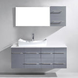 Virtu USA Ceanna 55" Single Bath Vanity with White Engineered Stone Top and Square Sink with Matching Mirror