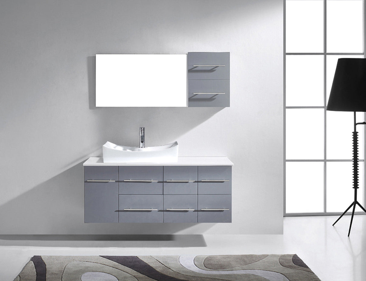 Virtu USA Ceanna 55" Single Bath Vanity with White Engineered Stone Top and Square Sink with Polished Chrome Faucet and Mirror - Luxe Bathroom Vanities Luxury Bathroom Fixtures Bathroom Furniture