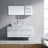 Virtu USA Ceanna 55" Single Bath Vanity with White Engineered Stone Top and Square Sink with Brushed Nickel Faucet with Matching Mirror