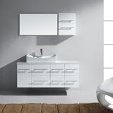 Virtu USA Ceanna 55" Single Bath Vanity with White Engineered Stone Top and Square Sink with Matching Mirror