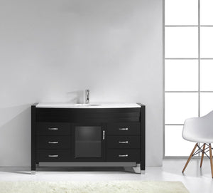 Virtu USA Ava 55" Single Bath Vanity with White Engineered Stone Top and Round Sink