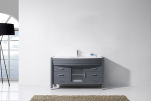 Virtu USA Ava 55" Single Bath Vanity with White Engineered Stone Top and Round Sink