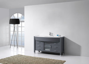 Virtu USA Ava 55" Single Bath Vanity with White Engineered Stone Top and Round Sink