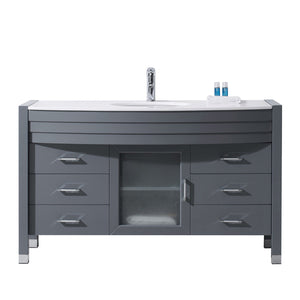 Virtu USA Ava 55" Single Bath Vanity with White Engineered Stone Top and Round Sink with Polished Chrome Faucet - Luxe Bathroom Vanities Luxury Bathroom Fixtures Bathroom Furniture