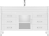 Virtu USA Ava 55" Single Bath Vanity with White Engineered Stone Top and Round Sink with Brushed Nickel Faucet with Matching Mirror