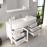 Virtu USA Ava 55" Single Bath Vanity with White Engineered Stone Top and Round Sink with Brushed Nickel Faucet with Matching Mirror