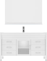 Virtu USA Ava 55" Single Bath Vanity with White Engineered Stone Top and Round Sink with Matching Mirror - Luxe Bathroom Vanities