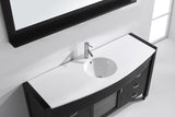 Virtu USA Ava 61" Single Bath Vanity with White Engineered Stone Top and Round Sink with Brushed Nickel Faucet with Matching Mirror