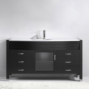 Virtu USA Ava 61" Single Bath Vanity in Espresso with White Engineered Stone Top and Round Sink