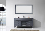 Virtu USA Ava 61" Single Bath Vanity with White Engineered Stone Top and Round Sink with Matching Mirror