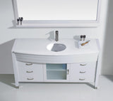 Virtu USA Ava 61" Single Bath Vanity with White Engineered Stone Top and Round Sink with Matching Mirror