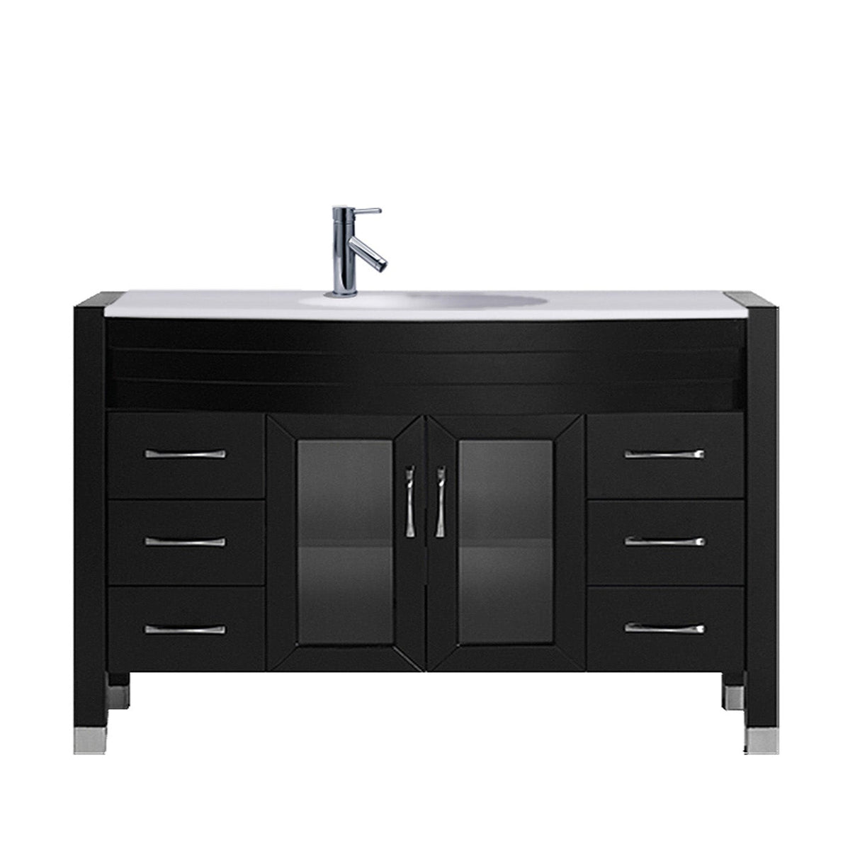 Virtu USA Ava 48" Single Bath Vanity in Espresso with White Engineered Stone Top and Round Sink with Polished Chrome Faucet - Luxe Bathroom Vanities Luxury Bathroom Fixtures Bathroom Furniture