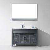 Virtu USA Ava 48" Single Bath Vanity with White Engineered Stone Top and Round Sink with Brushed Nickel Faucet with Matching Mirror
