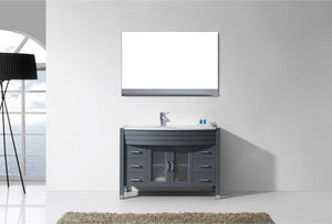 Virtu USA Ava 48" Single Bath Vanity with White Engineered Stone Top and Round Sink with Brushed Nickel Faucet with Matching Mirror