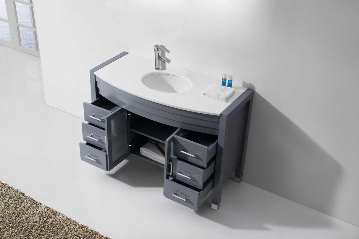 Virtu USA Ava 48" Single Bath Vanity with White Engineered Stone Top and Round Sink