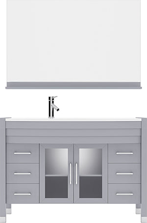 Virtu USA Ava 48" Single Bath Vanity with White Engineered Stone Top and Round Sink with Matching Mirror - Luxe Bathroom Vanities