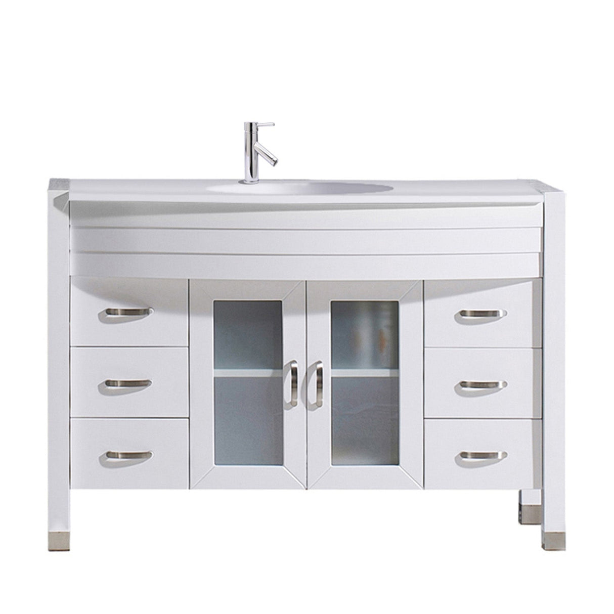 Virtu USA Ava 48" Single Bath Vanity with White Engineered Stone Top and Round Sink with Polished Chrome Faucet - Luxe Bathroom Vanities Luxury Bathroom Fixtures Bathroom Furniture