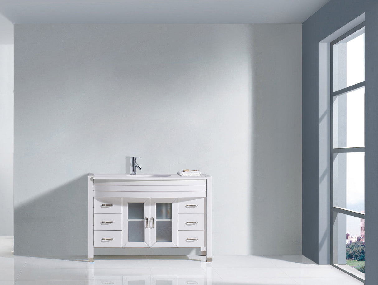 Virtu USA Ava 48" Single Bath Vanity with White Engineered Stone Top and Round Sink