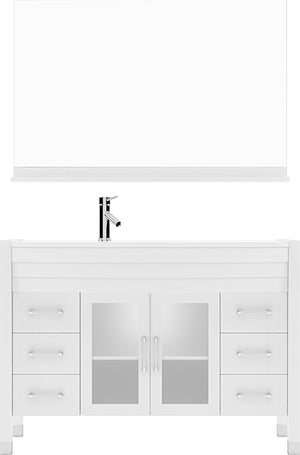 Virtu USA Ava 48" Single Bath Vanity with White Engineered Stone Top and Round Sink with Brushed Nickel Faucet with Matching Mirror - Luxe Bathroom Vanities