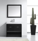 Virtu USA Gloria 36" Single Bath Vanity with White Top and Integrated Square Sink with Matching Mirror