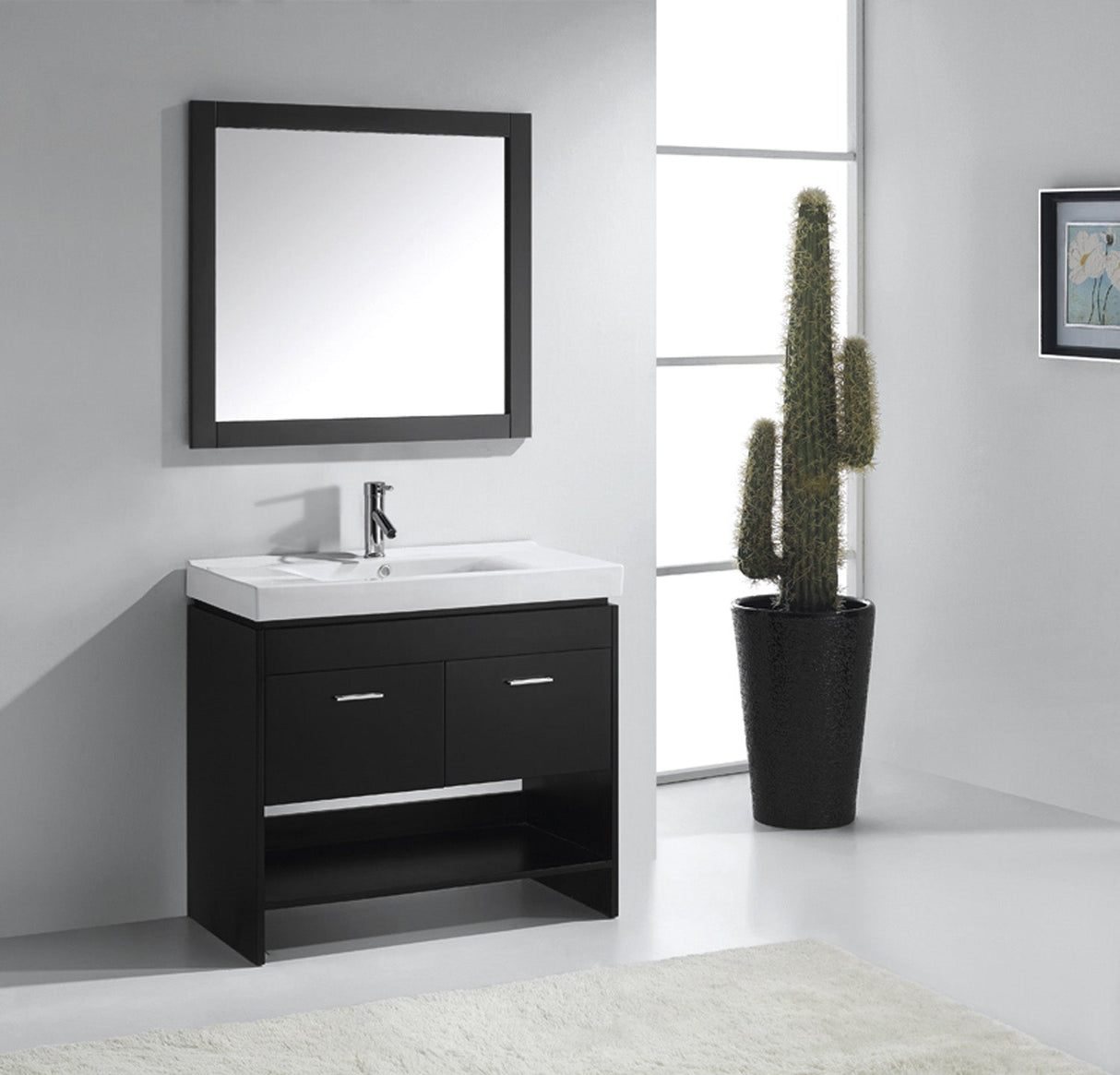 Virtu USA Gloria 36" Single Bath Vanity with White Top and Integrated Square Sink with Matching Mirror