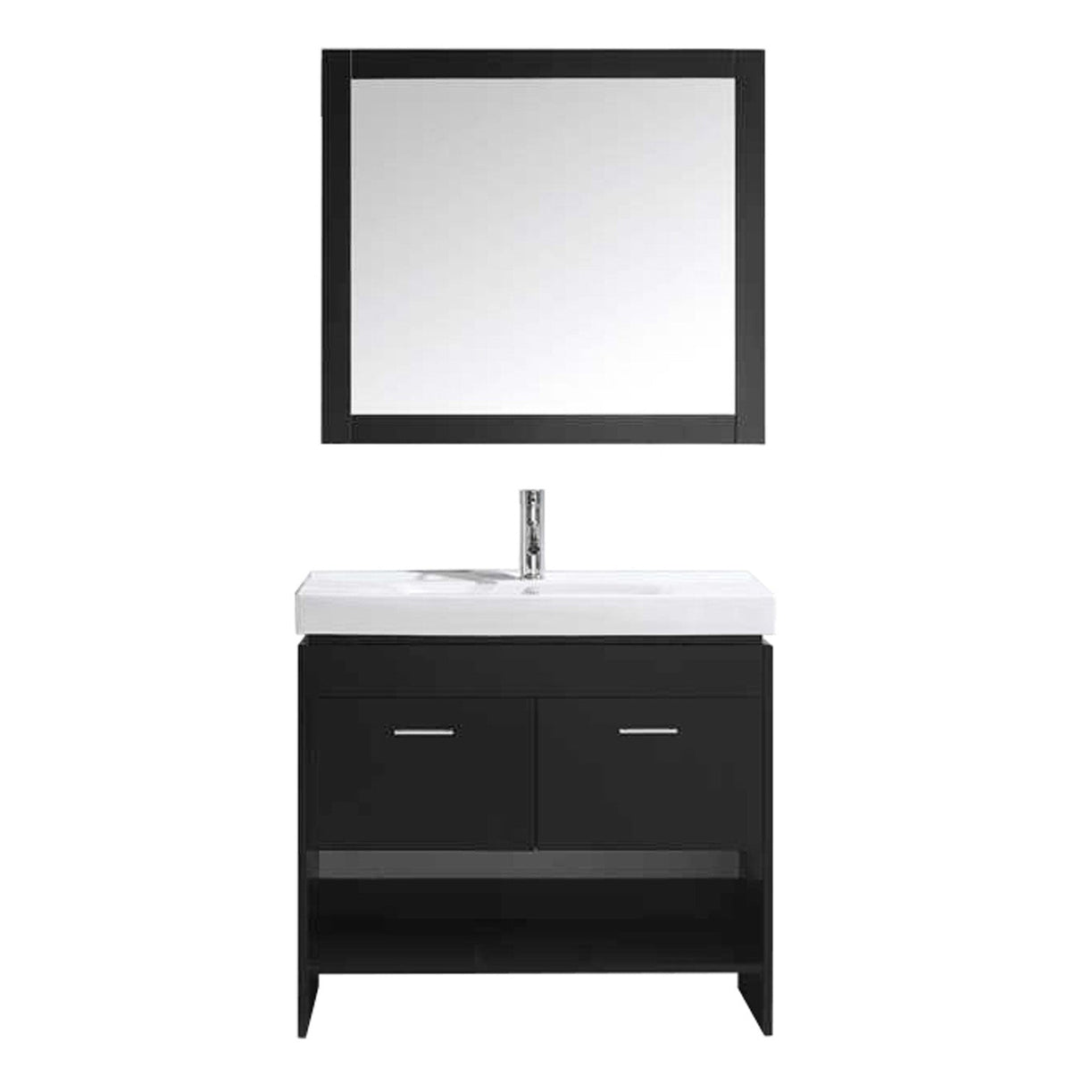 Virtu USA Gloria 36" Single Bath Vanity in Espresso with White Ceramic Top and Square Sink with Mirror - Luxe Bathroom Vanities Luxury Bathroom Fixtures Bathroom Furniture