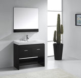 Virtu USA Gloria 36" Single Bath Vanity with White Ceramic Top and Integrated Square Sink with Matching Mirror