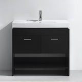 Virtu USA Gloria 36" Single Bath Vanity in White with White Ceramic Top and Integrated Square Sink