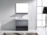 Virtu USA Gloria 36" Single Bath Vanity in White with White Ceramic Top and Integrated Square Sink with Brushed Nickel Faucet with Matching Mirror