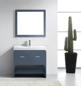 Virtu USA Gloria 36" Single Bath Vanity with White Top and Integrated Square Sink with Matching Mirror