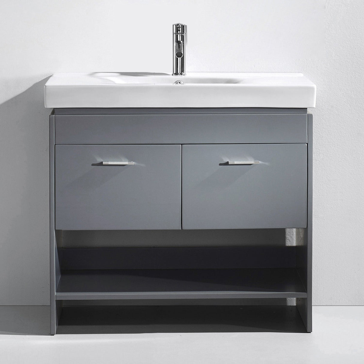 Virtu USA Gloria 36" Single Bath Vanity in White with White Ceramic Top and Integrated Square Sink