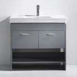 Virtu USA Gloria 36" Single Bath Vanity in White with White Ceramic Top and Integrated Square Sink