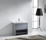 Virtu USA Gloria 36" Single Bath Vanity in White with White Ceramic Top and Integrated Square Sink