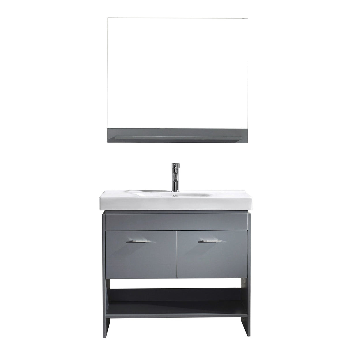 Virtu USA Gloria 36" Single Bath Vanity with White Ceramic Top and Square Sink with Polished Chrome Faucet and Mirror - Luxe Bathroom Vanities Luxury Bathroom Fixtures Bathroom Furniture