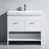 Virtu USA Gloria 36" Single Bath Vanity in White with White Ceramic Top and Integrated Square Sink