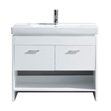 Virtu USA Gloria 36" Single Bath Vanity with White Ceramic Top and Square Sink with Polished Chrome Faucet - Luxe Bathroom Vanities Luxury Bathroom Fixtures Bathroom Furniture