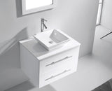 Virtu USA Marsala 29" Single Bath Vanity with White Engineered Stone Top and Square Sink with Brushed Nickel Faucet with Matching Mirror