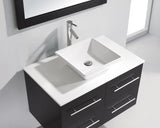 Virtu USA Marsala 35" Single Bath Vanity with White Engineered Stone Top and Square Sink with Brushed Nickel Faucet with Matching Mirror