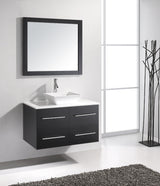 Virtu USA Marsala 35" Single Bath Vanity with White Engineered Stone Top and Square Sink with Matching Mirror